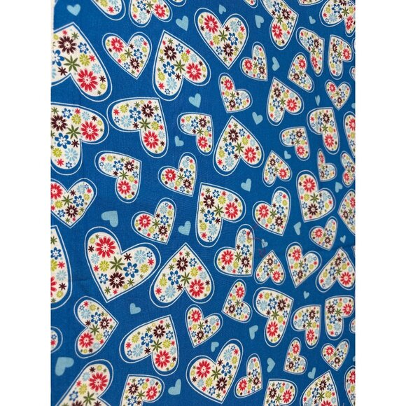 Spring Floral II by MLiss Blue Fabric 1/2 yardx42" with Heart & Flower Pattern - Picture 1 of 6